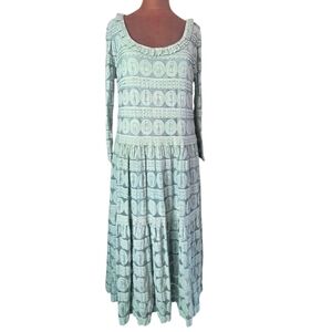 Sundance Willow Spa Lace Long Sleeve Modest Round Neck Maxi Dress Size P XL